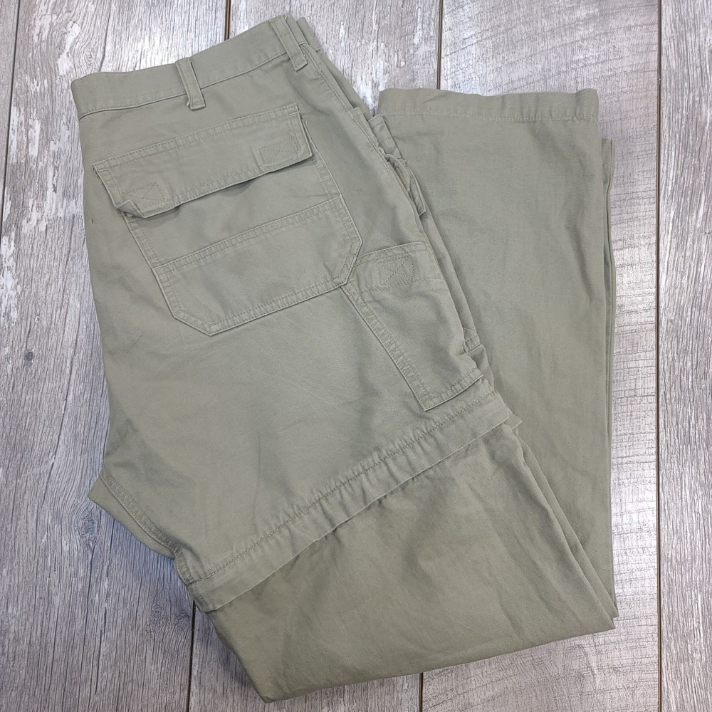 REI Convertible Cargo Pants Mens Size 36x32 Light Green Hiking Outdoor Zip Off